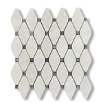 White Pearl / Botticino Marble Polished Octave Mosaic Tile w/ Emperador Dark Dots - American Tile Depot