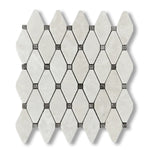 White Pearl / Botticino Marble Polished Octave Mosaic Tile w/ Emperador Dark Dots - American Tile Depot
