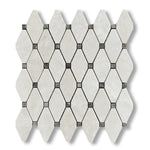White Pearl / Botticino Marble Polished Octave Mosaic Tile w/ Emperador Dark Dots - American Tile Depot