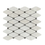 White Pearl / Botticino Marble Polished Octave Mosaic Tile w/ Emperador Dark Dots White Pearl / Botticino Marble Polished Octave Mosaic Tile w/ Emperador Dark Dots - American Tile Depot