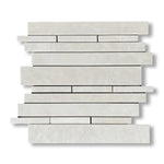 White Pearl / Botticino Marble Polished Random Strip Mosaic Tile - American Tile Depot