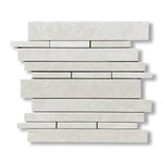 White Pearl / Botticino Marble Polished Random Strip Mosaic Tile - American Tile Depot
