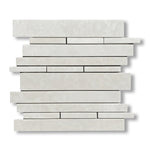 White Pearl / Botticino Marble Polished Random Strip Mosaic Tile - American Tile Depot