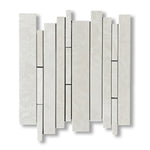 White Pearl / Botticino Marble Polished Random Strip Mosaic Tile - American Tile Depot