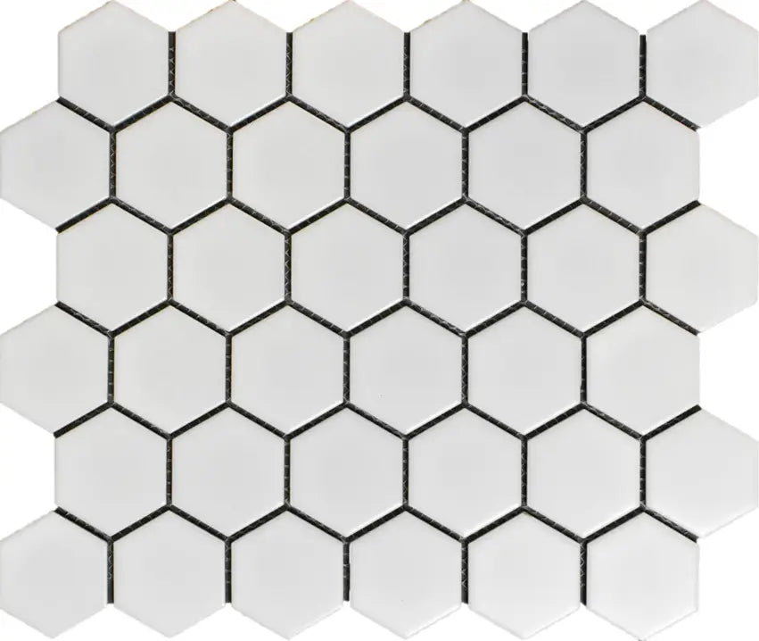 Array White Porcelain 2" Hexagon Mosaic Tile Array White Porcelain 2" Hexagon Mosaic Tile - American Tile Depot
