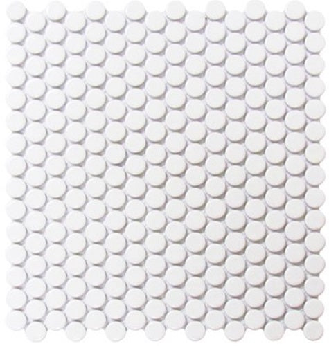 Cerelia White Glossy Penny Porcelain Mosaic Tile-American Tile Depot