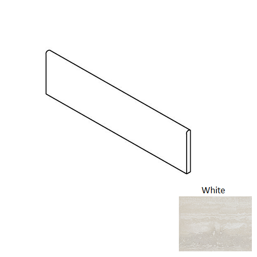 4x24 Heritage White Matte Travertine Look Porcelain Bullnose Tile