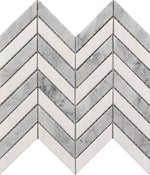 Mineralis White & Gray Polished Chevron Stone & Glass Mosaic Tile-American Tile Depot