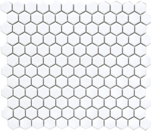 1" Cerelia White Matte Hexagon Porcelain Mosaic Tile-American Tile Depot