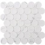 Mineralis White Statuary Matte Penny Stone & Glass Mosaic Tile-American Tile Depot