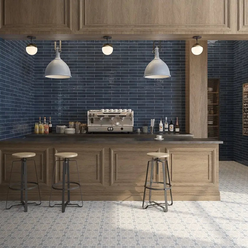 2x16 Marrakech Deep Blue Glossy Ceramic Wall Tile - American Tile Depot