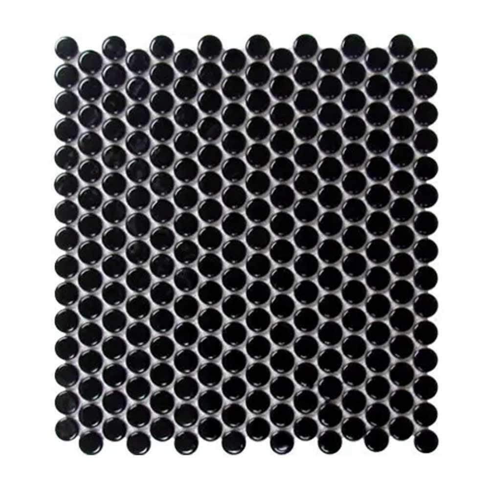 Array Black Porcelain Matte Penny Round Mosaic Tile-American Tile Depot