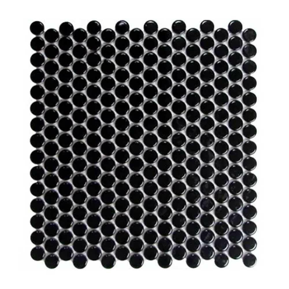Array Black Porcelain Matte Penny Round Mosaic Tile-American Tile Depot