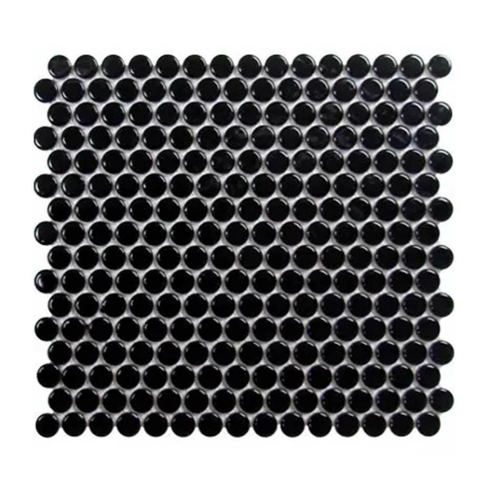 Array Black Porcelain Matte Penny Round Mosaic Tile-American Tile Depot