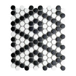 Array Black & White Porcelain Matte Penny Round Mosaic Tile-American Tile Depot