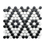 Array Black & White Porcelain Matte Penny Round Mosaic Tile-American Tile Depot