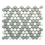 Array Gray & White Porcelain Matte Penny Round Mosaic Tile-American Tile Depot