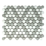 Array Gray & White Porcelain Matte Penny Round Mosaic Tile-American Tile Depot