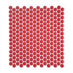 Array Red Pepper Glossy Penny Round Porcelain Mosaic Tile - American Tile Depot