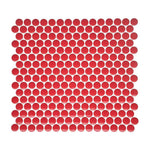 Array Red Porcelain Glossy Penny Round Mosaic Tile-American Tile Depot