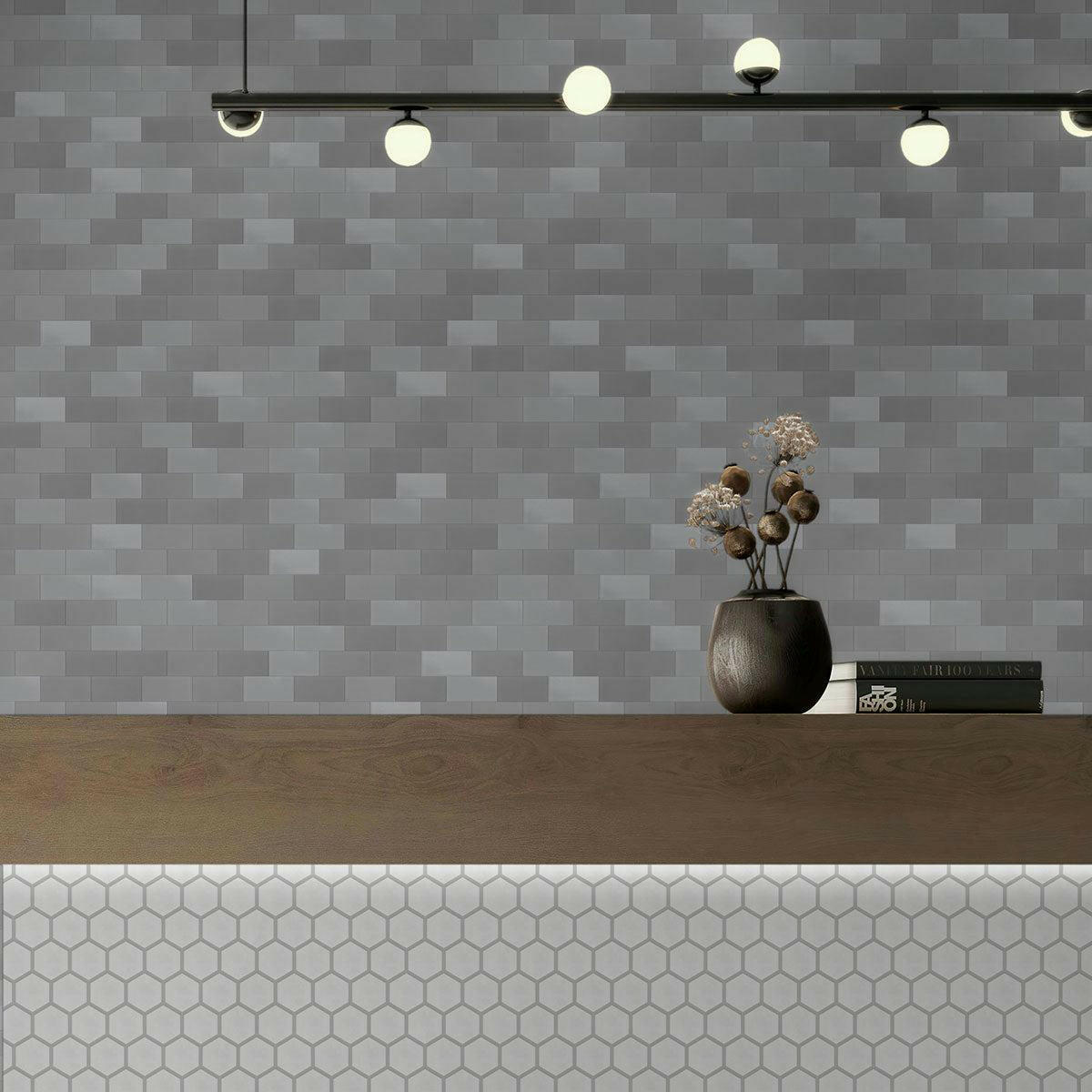 Array Snow White Porcelain Brick Glossy Mosaic Tile-American Tile Depot