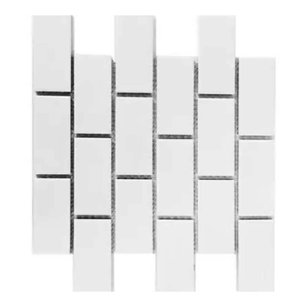 Array Snow White Porcelain Brick Glossy Mosaic Tile-American Tile Depot