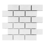 Array Snow White Porcelain Brick Glossy Mosaic Tile-American Tile Depot