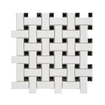 Array White & Black Porcelain Matte Basketweave Mosaic Tile-American Tile Depot