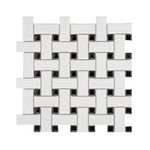 Array White & Black Porcelain Matte Basketweave Mosaic Tile-American Tile Depot