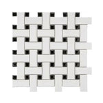 Array White & Black Porcelain Matte Basketweave Mosaic Tile-American Tile Depot