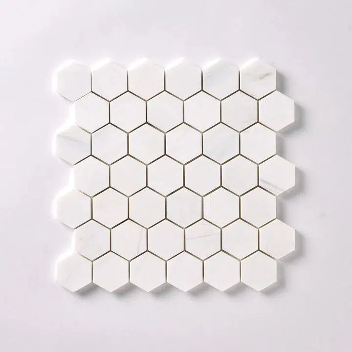 Bianco Dolomite Honed 2" Hexagon Mosaic Tile-American Tile Depot