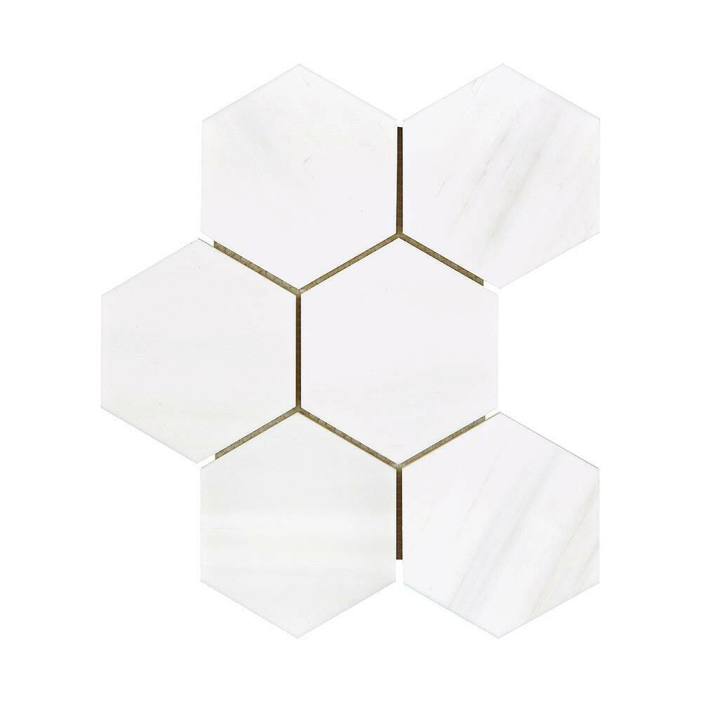 Bianco Dolomite Polished 4" Hexagon Mosaic Tile-American Tile Depot