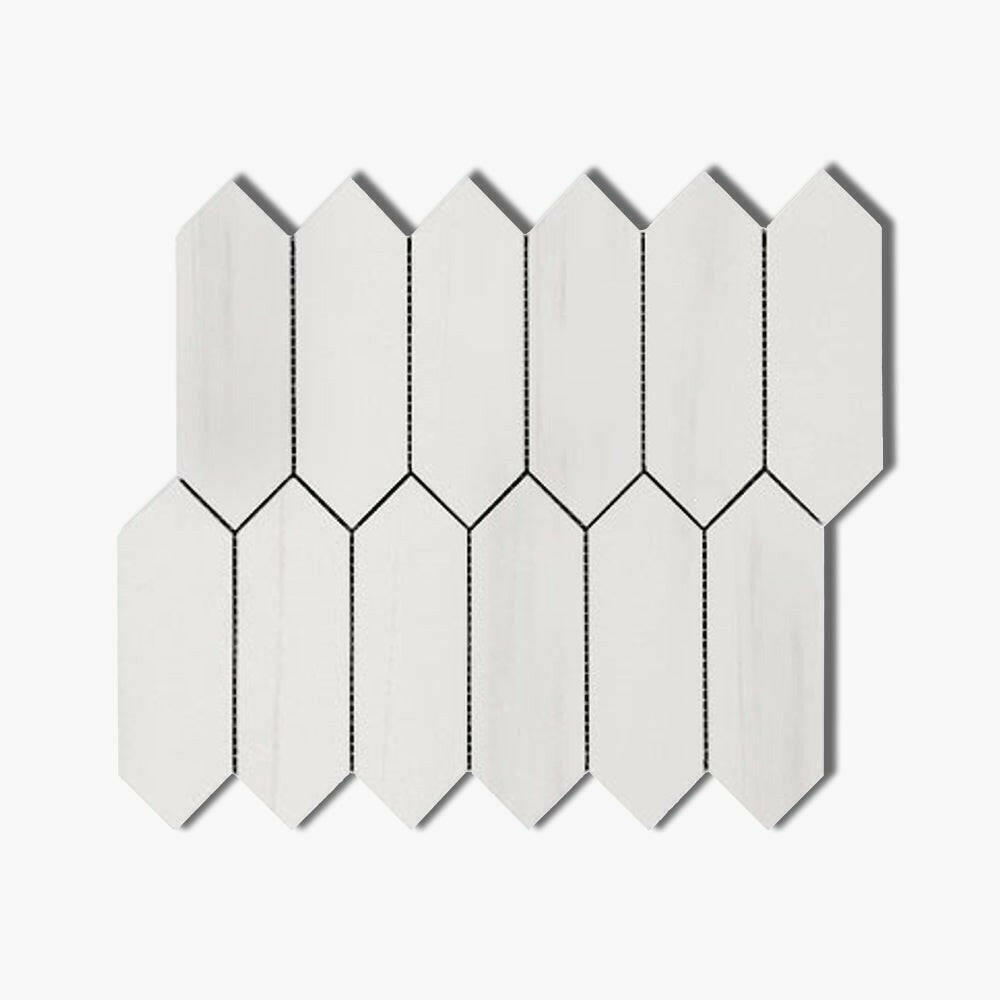 Bianco Dolomite Polished Picket Mosaic Tile-American Tile Depot