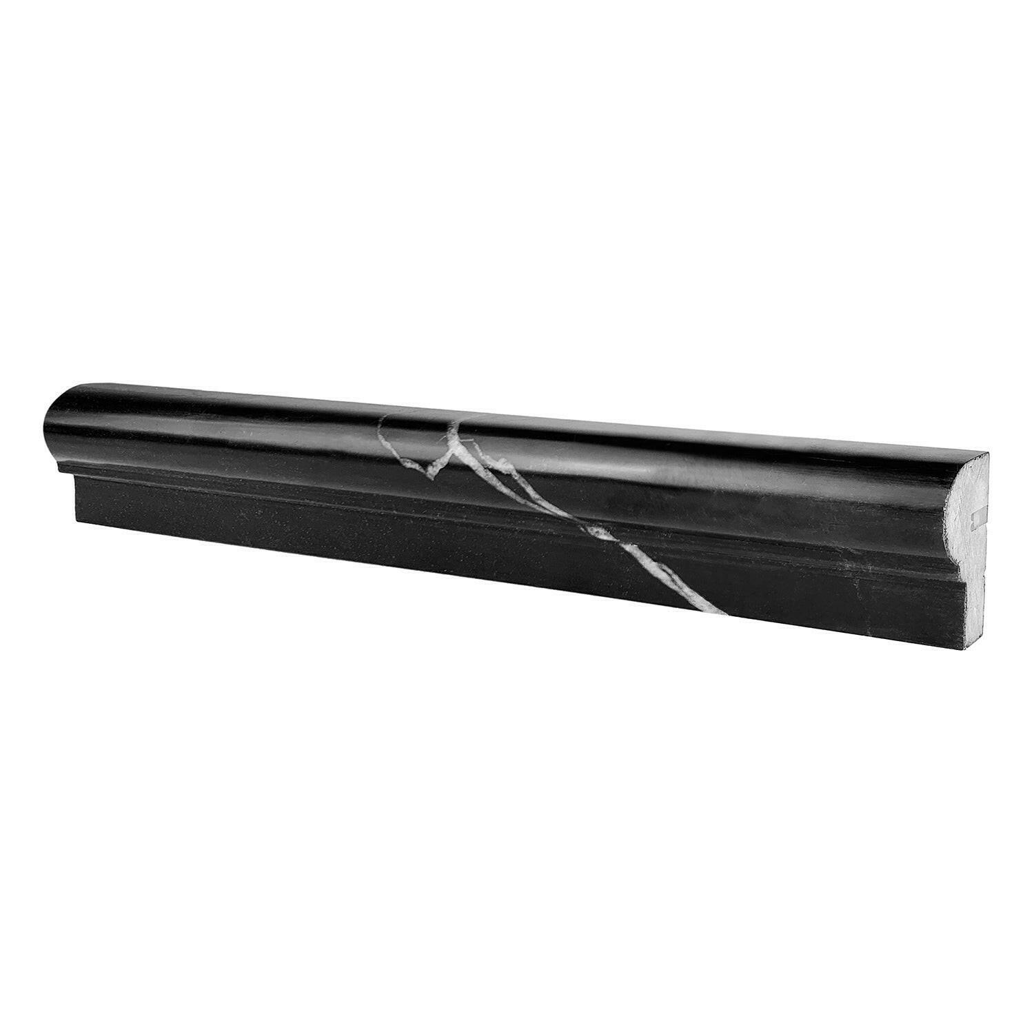 Black Marquina Marble Polished OG-1 Chair Rail Molding Trim Black Marquina Marble Polished OG-1 Chair Rail Molding Trim - American Tile Depot