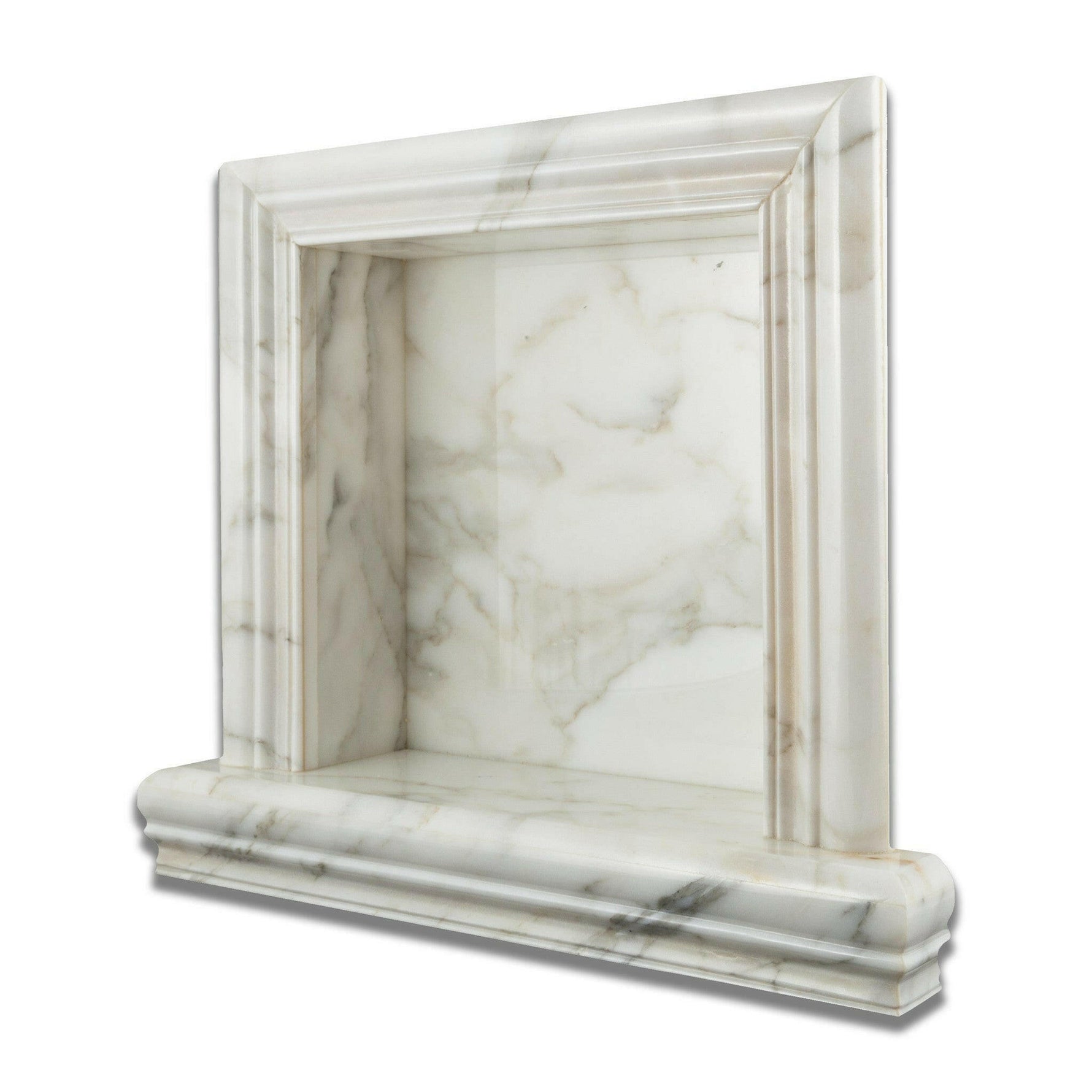 Calacatta Gold Marble Hand-Made Custom Shampoo Niche / Shelf - SMALL - Honed-American Tile Depot