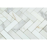Calacatta Gold Marble Honed 1 x 3 Herringbone Mosaic Tile-American Tile Depot