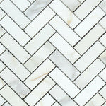 Calacatta Gold Marble Honed 1 x 3 Herringbone Mosaic Tile-American Tile Depot