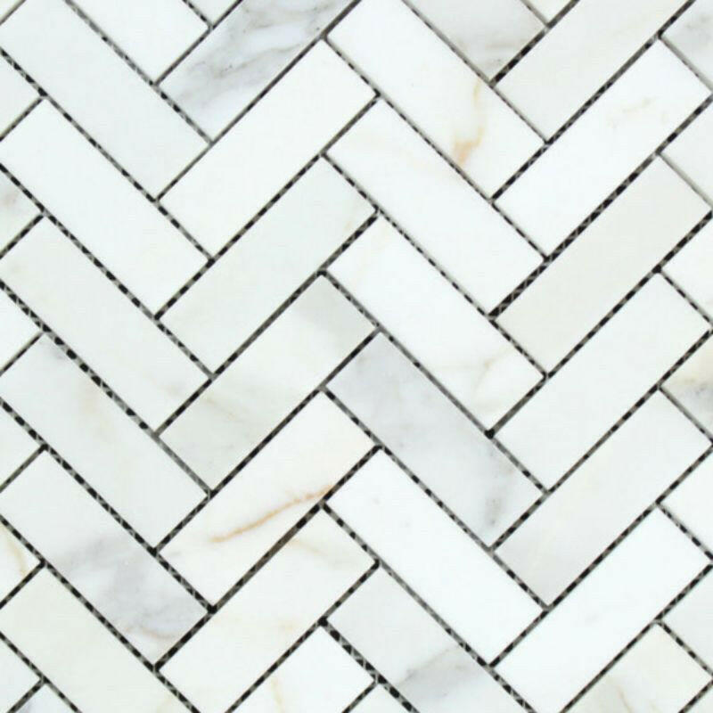 Calacatta Gold Marble Honed 1 x 3 Herringbone Mosaic Tile-American Tile Depot