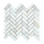 Calacatta Gold Marble Honed 1 x 3 Herringbone Mosaic Tile-American Tile Depot