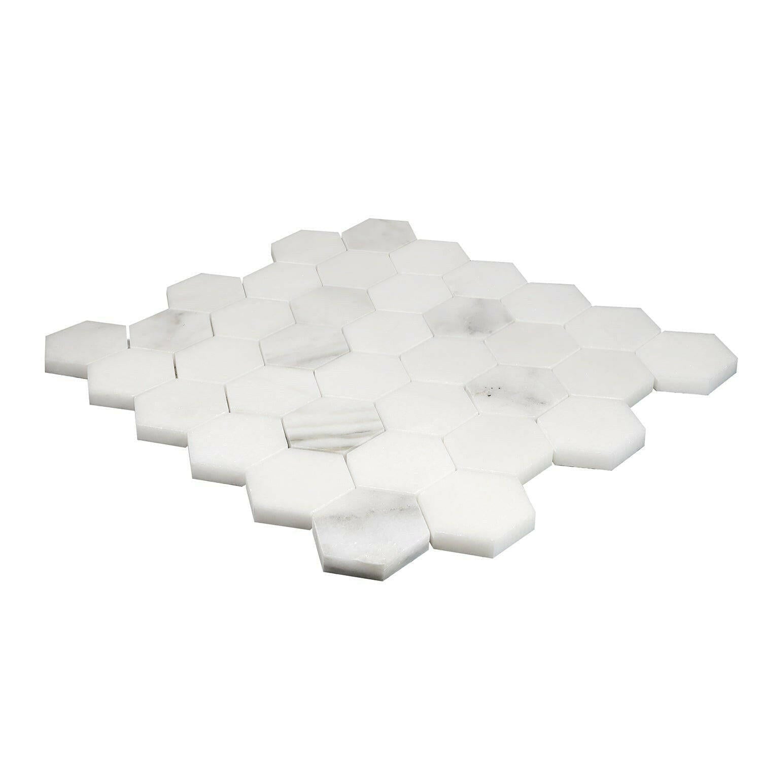 Calacatta Oliva Marble Honed 2" Hexagon Mosaic Tile-American Tile Depot