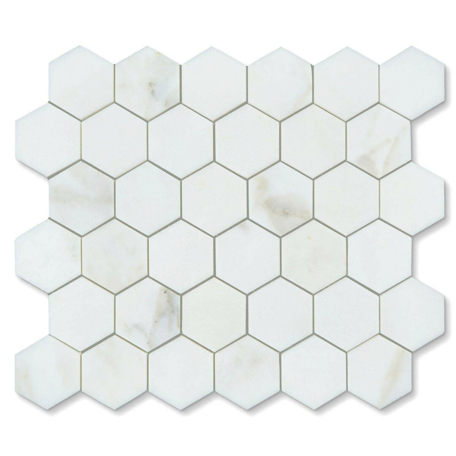 Calacatta Oliva Marble Honed 2" Hexagon Mosaic Tile-American Tile Depot