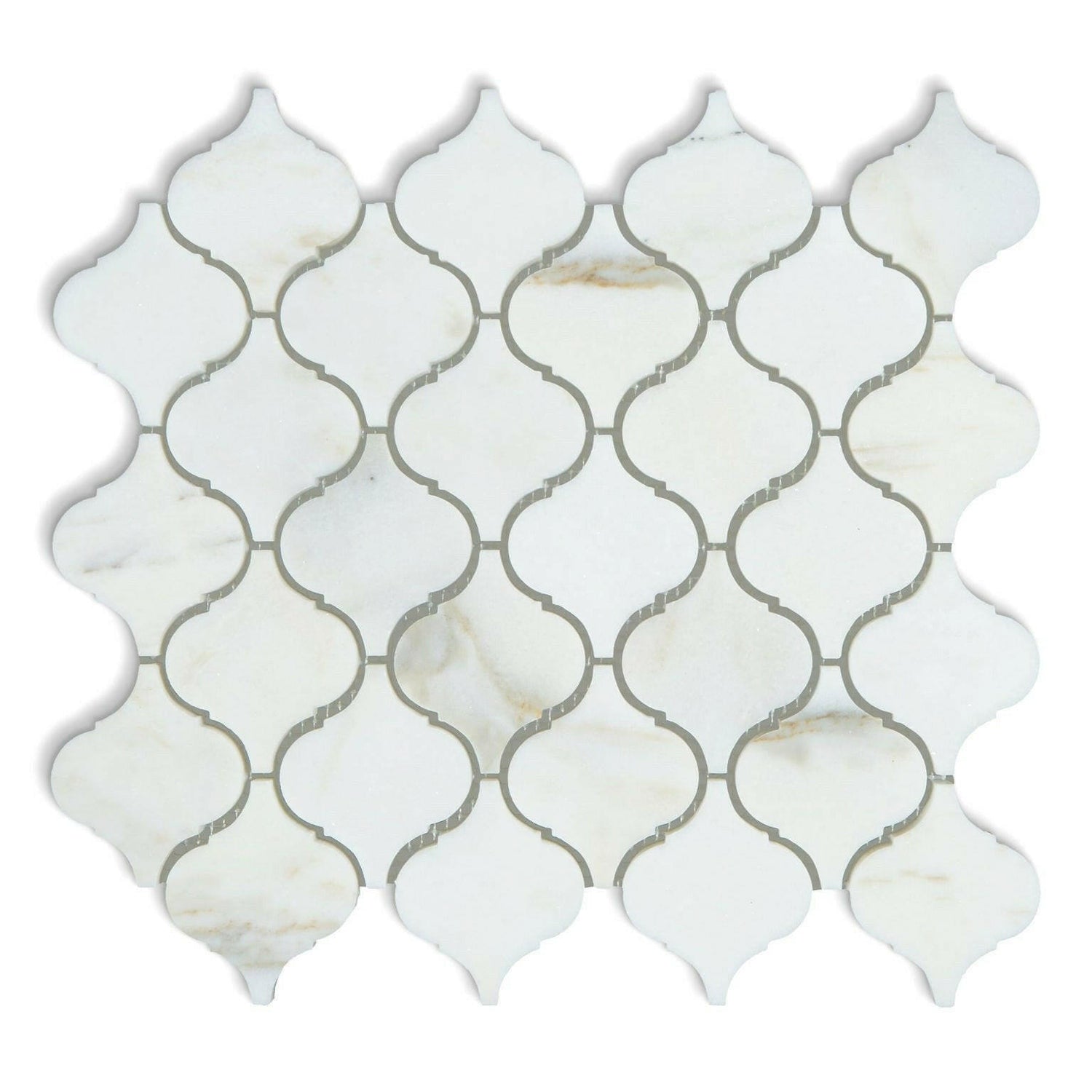 Calacatta Oliva Marble Honed 3" Lantern Arabesque Mosaic Tile-American Tile Depot