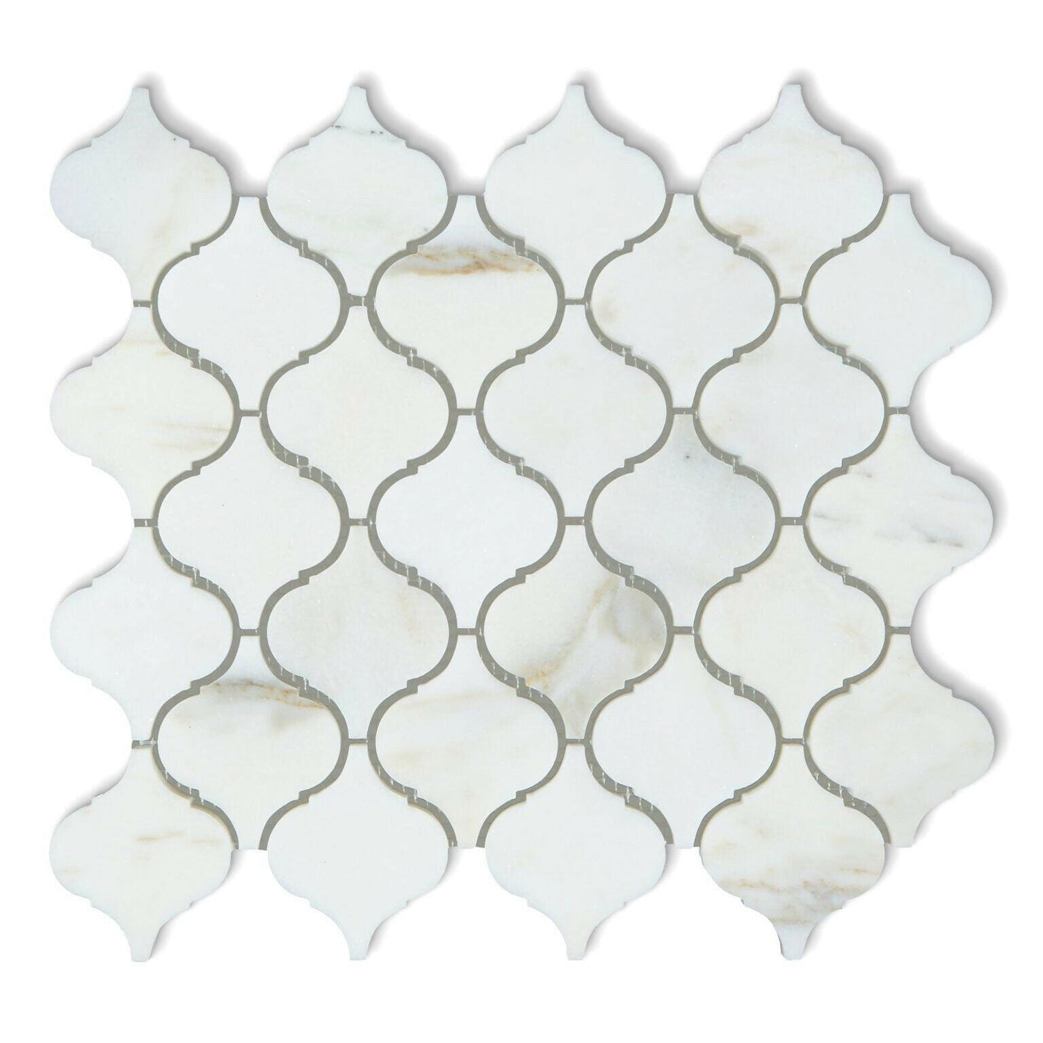 Calacatta Oliva Marble Honed 3" Lantern Arabesque Mosaic Tile-American Tile Depot