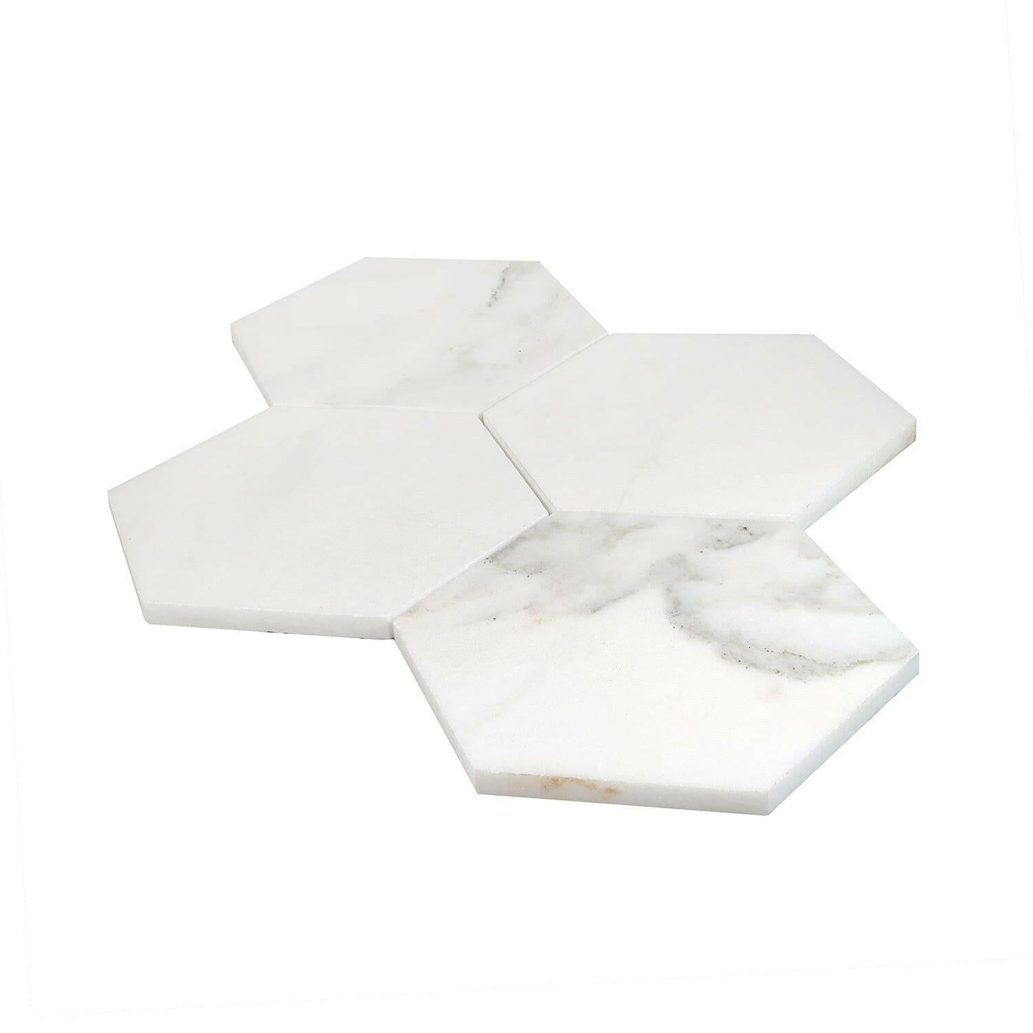 Calacatta Oliva Marble Honed 6" Hexagon Mosaic Tile-American Tile Depot