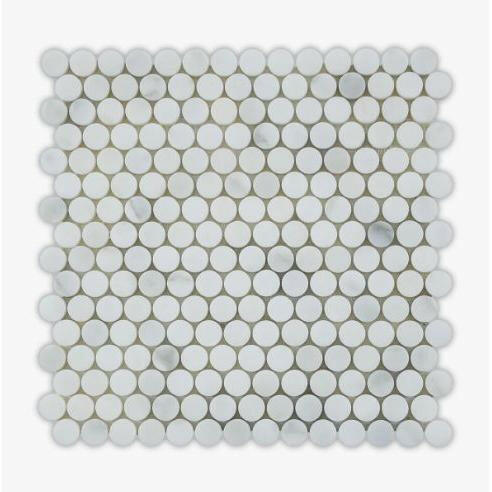 Calacatta Oliva Marble Honed Penny Round Mosaic Tile-American Tile Depot