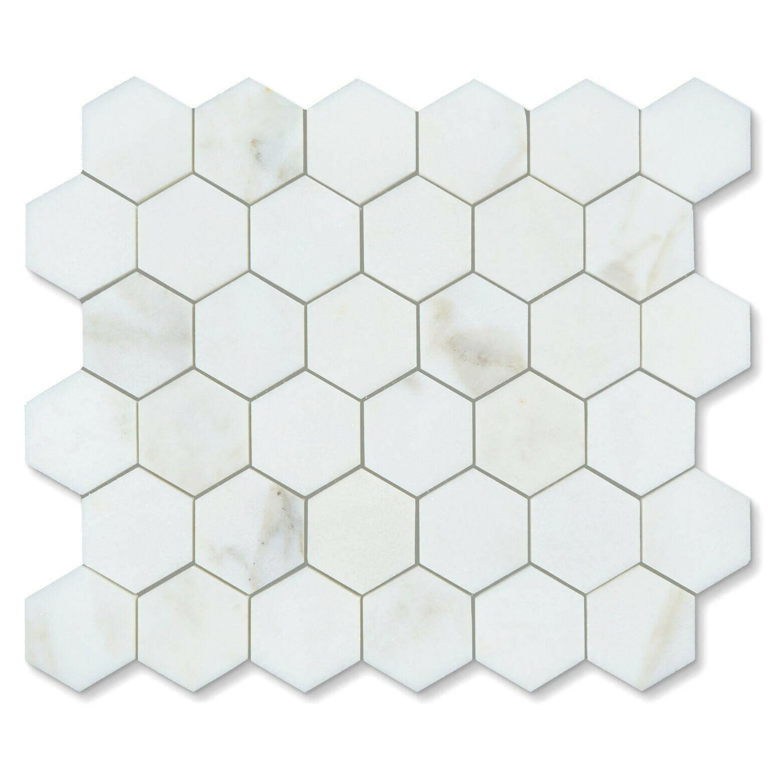 Calacatta Oliva Marble Polished 2" Hexagon Mosaic Tile-American Tile Depot