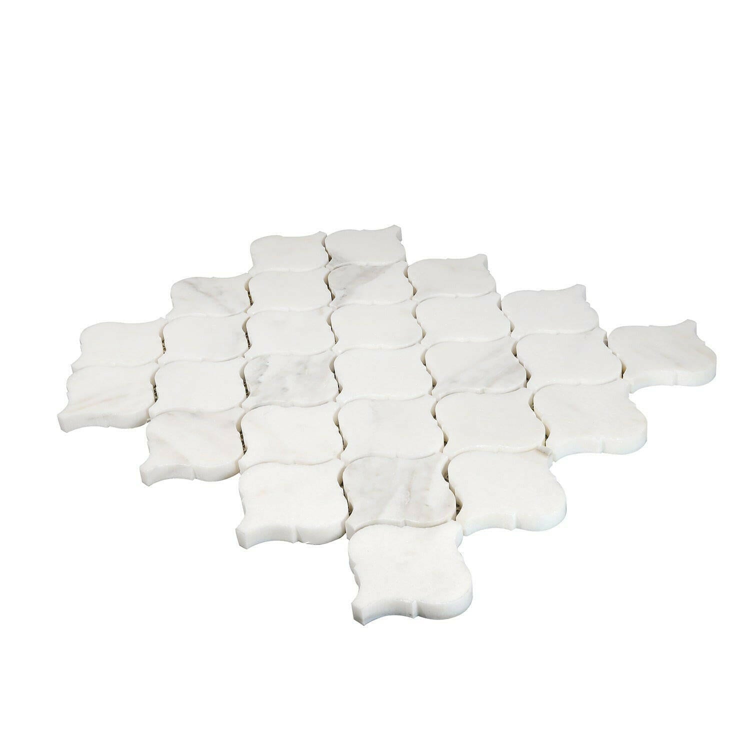 Calacatta Oliva Marble Polished 3" Lantern Arabesque Mosaic Tile-American Tile Depot