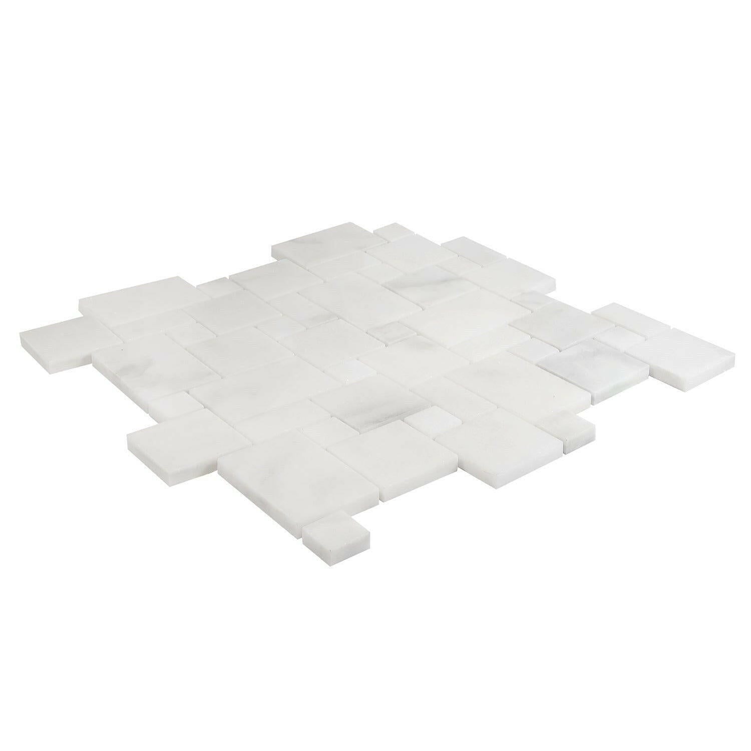 Calacatta Oliva Marble Polished Mini-Versailles Mosaic Tile-American Tile Depot
