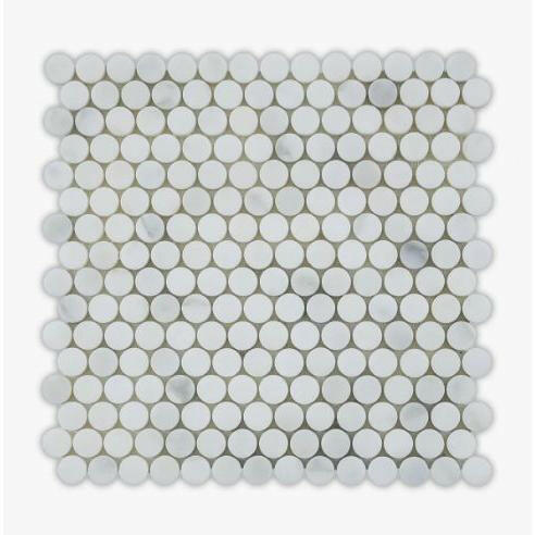 Calacatta Oliva Marble Polished Penny Round Mosaic Tile-American Tile Depot