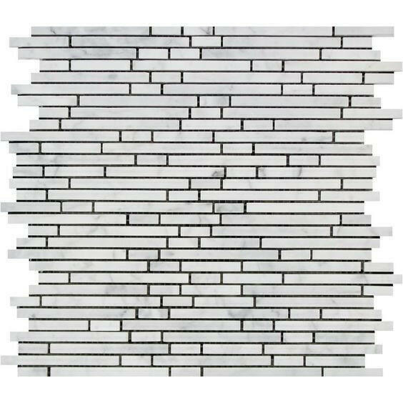 Carrara White Marble Honed Bamboo Sticks Mosaic ( Single-Color Carrara )-American Tile Depot